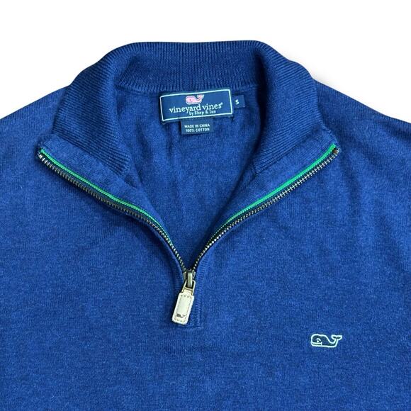 Vineyard Vines Men’s Size S Blue 1/4 Zip Pullover Cotton Sweater Classic Preppy - Picture 3 of 7